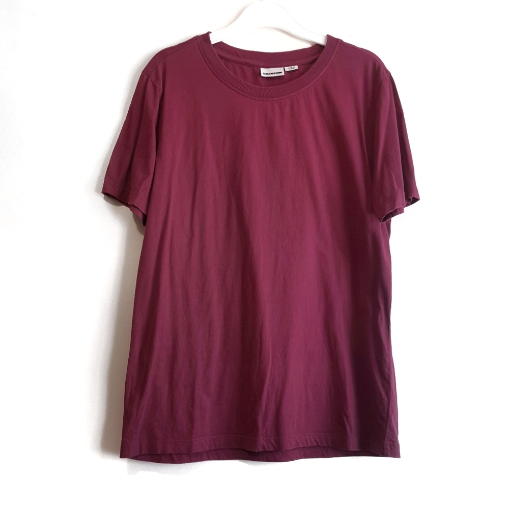 Noisy May Solid Comfortable Burgundy T-Shirt